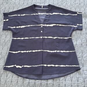 Unbranded Women’s Large Nautical Navy White Stripe Dolman Textured Tunic Top